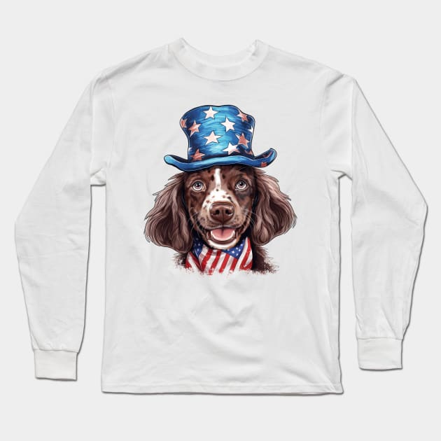 4th of July Dog #11 Long Sleeve T-Shirt by Chromatic Fusion Studio